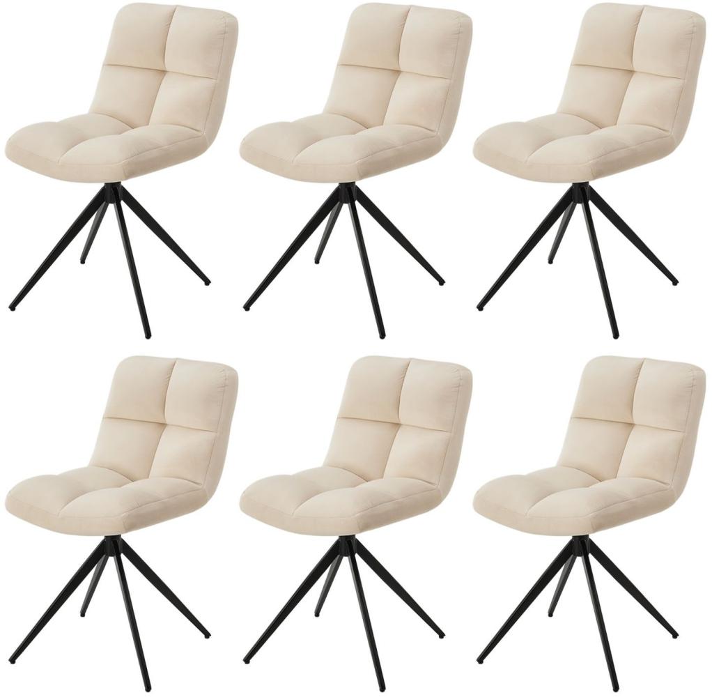 Juskys Drehstuhl Dallas 6er Set - Esszimmerstühle drehbar, Stoff Bezug - Stuhl bis 120 kg belastbar - Stühle Esszimmer, Esszimmerstuhl Samt Beige Bild 1