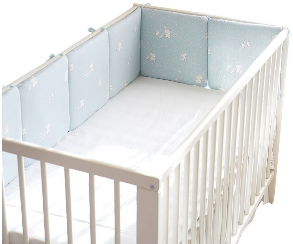 Refined Living Babybett Bettumrandung Umrandungen 6St 30*30cm mit Riemen 60x120 cm Kinderbett, 6-tlg, Babybettstoßstange für Baby Rausfallschutz Reine Baumwolle Bild 1