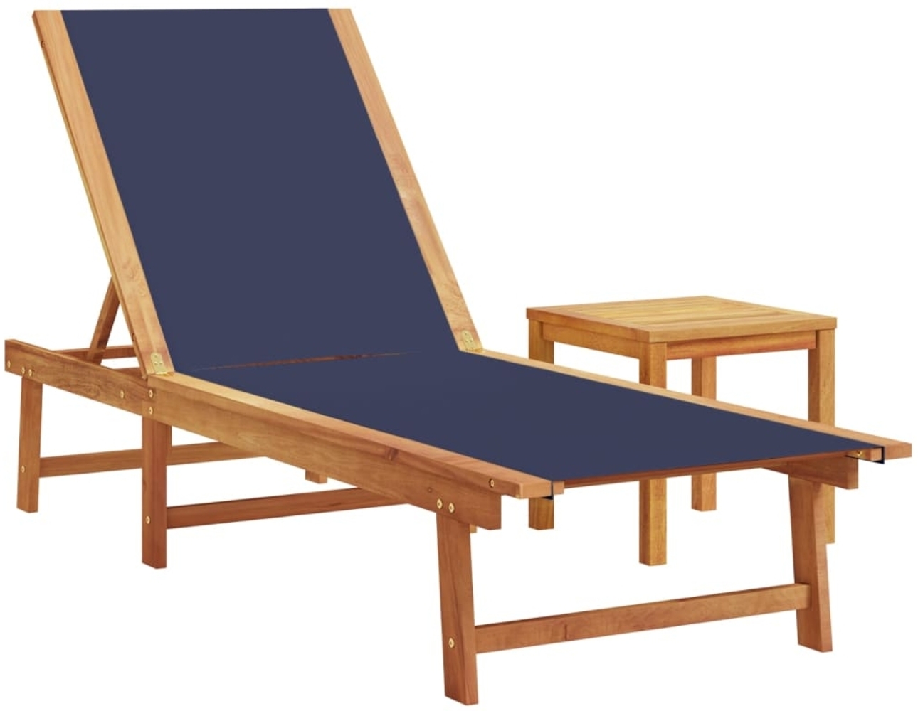 vidaXL Sonnenliege mit Tisch Blau Massivholz Akazie und Textilene 4008418 Bild 1