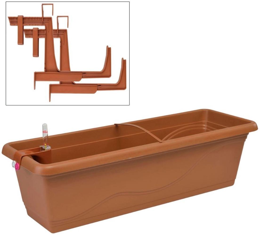 Blumenkasten 59cm mit Kastenhalter und Wasserspeicher Balkonkasten Pflanzkasten Bild 1