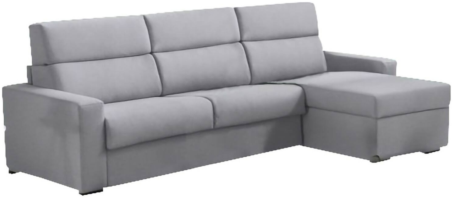 Dmora Schlafsofa mit Halbinsel Celleno, Wandelbares Ecksofa für das Wohnzimmer, gepolstert, abnehmbar, 100 % Made in Italy-Qualität, 280x160 h100 cm, Grau Bild 1