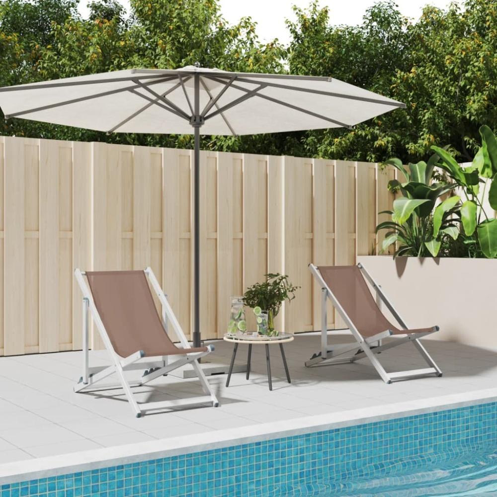 vidaXL Strandstühle 2 Stk. Klappbar Braun Aluminium und Textilene 360170 Bild 1