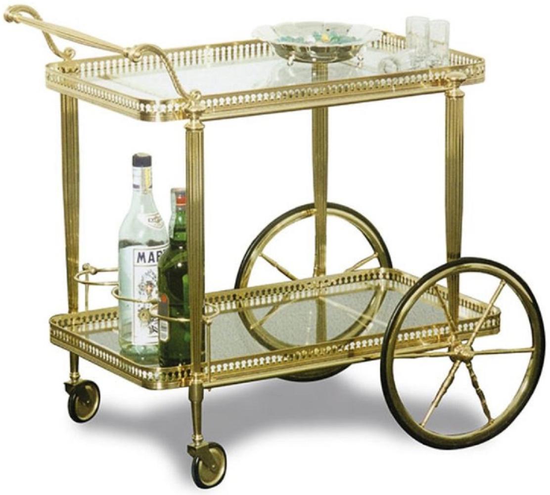 Casa Padrino Luxus Jugendstil Servierwagen Gold 75 x 46 x H. 60 cm - Edler Messing Trolley mit Glasplatten - Barock & Jugendstil Gastronomie Accessoires Bild 1