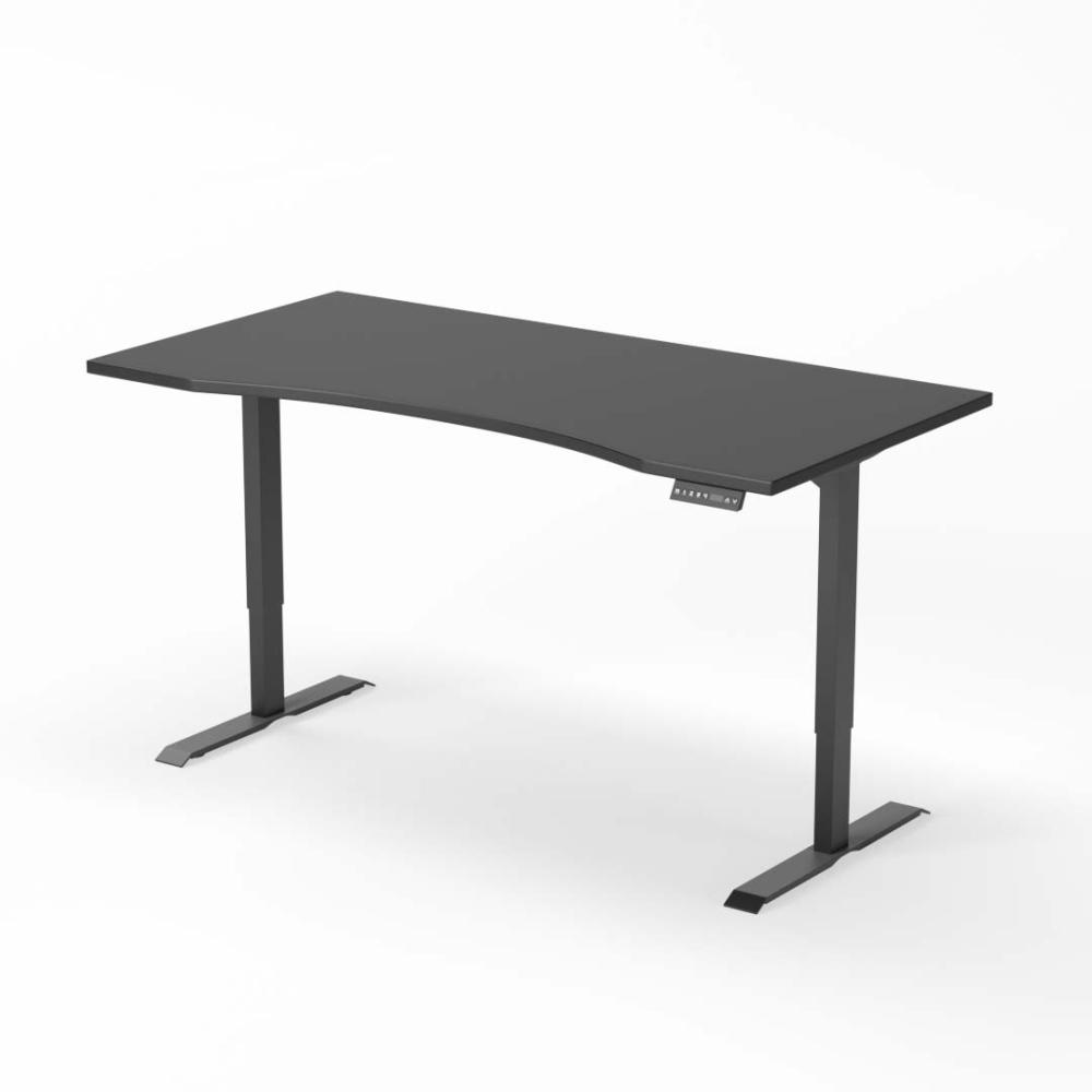 elektrisch höhenverstellbarer Schreibtisch CURVED 180 x 90 cm - Gestell Schwarz, Platte Anthrazit Bild 1