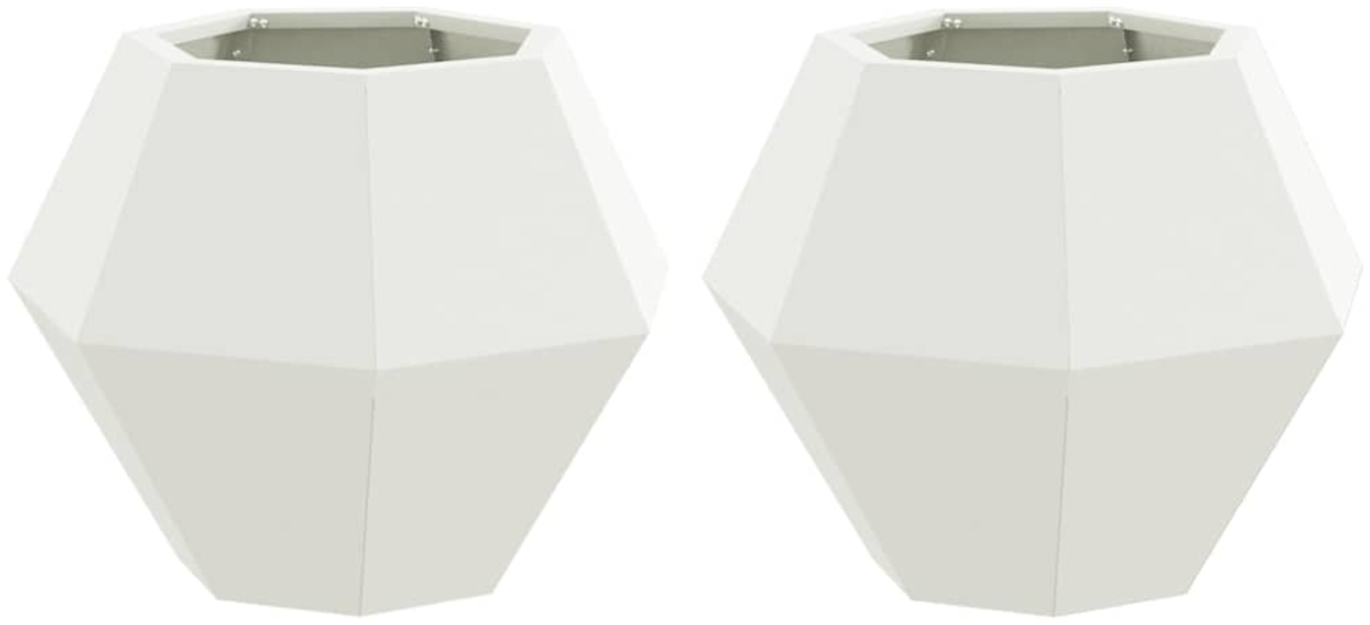 vidaXL Pflanzkübel 2 pcs Weiß 50 x 50 x 40 cm Stahl 884055 Bild 1