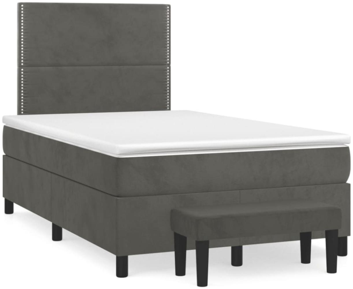 vidaXL Boxspringbett mit Matratze Dunkelgrau 120x190 cm Samt 3270464 Bild 1