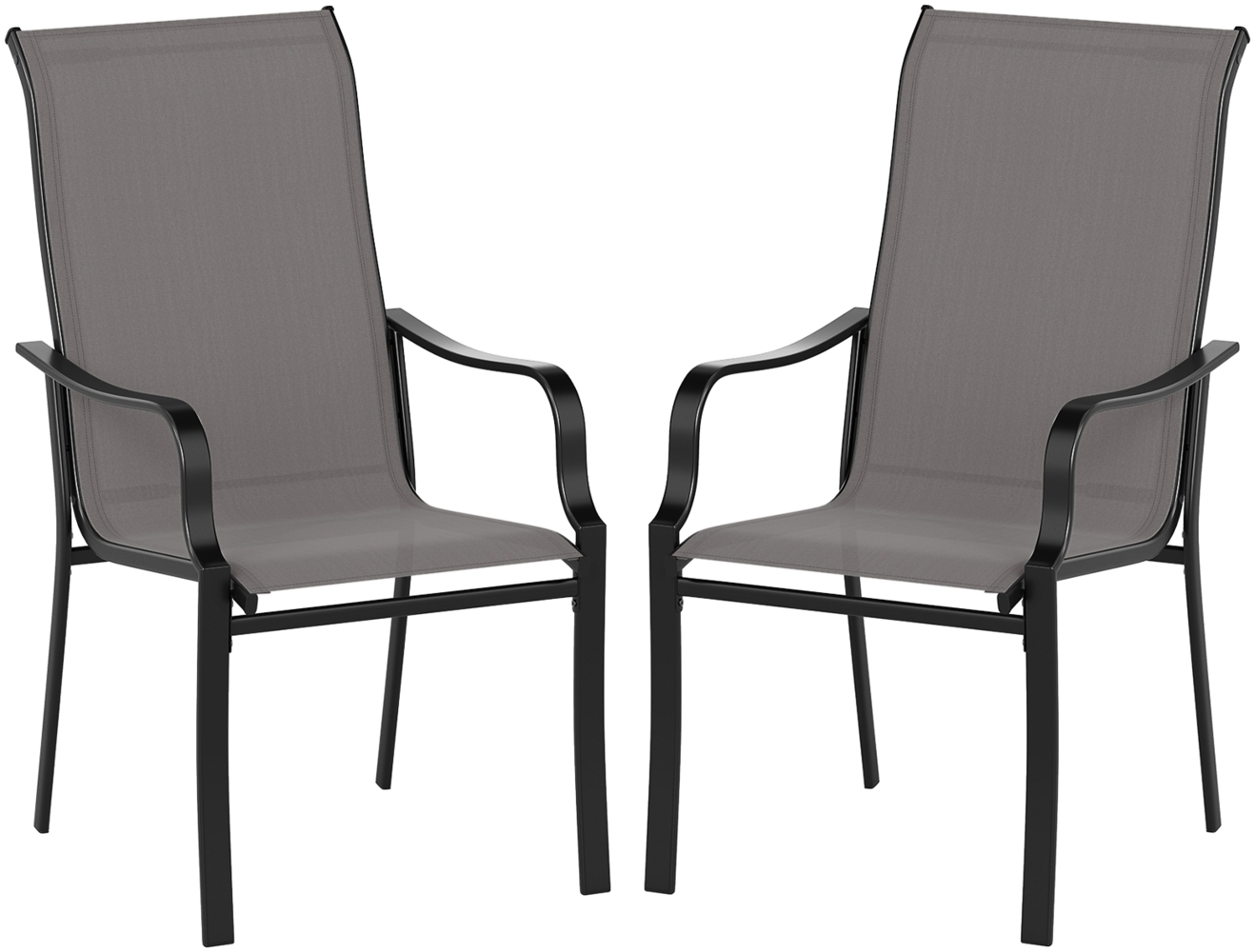 2er Set Gartenstühle mit Hoher Rückenlehne bis 150 kg Belastbar Terrassenstühle Grau Bild 1