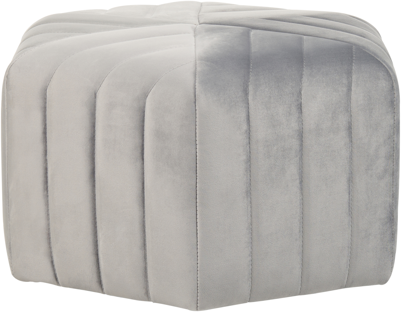 Pouf MURIETTA Hellgrau Samtstoff 53 cm 48 cm Bild 1