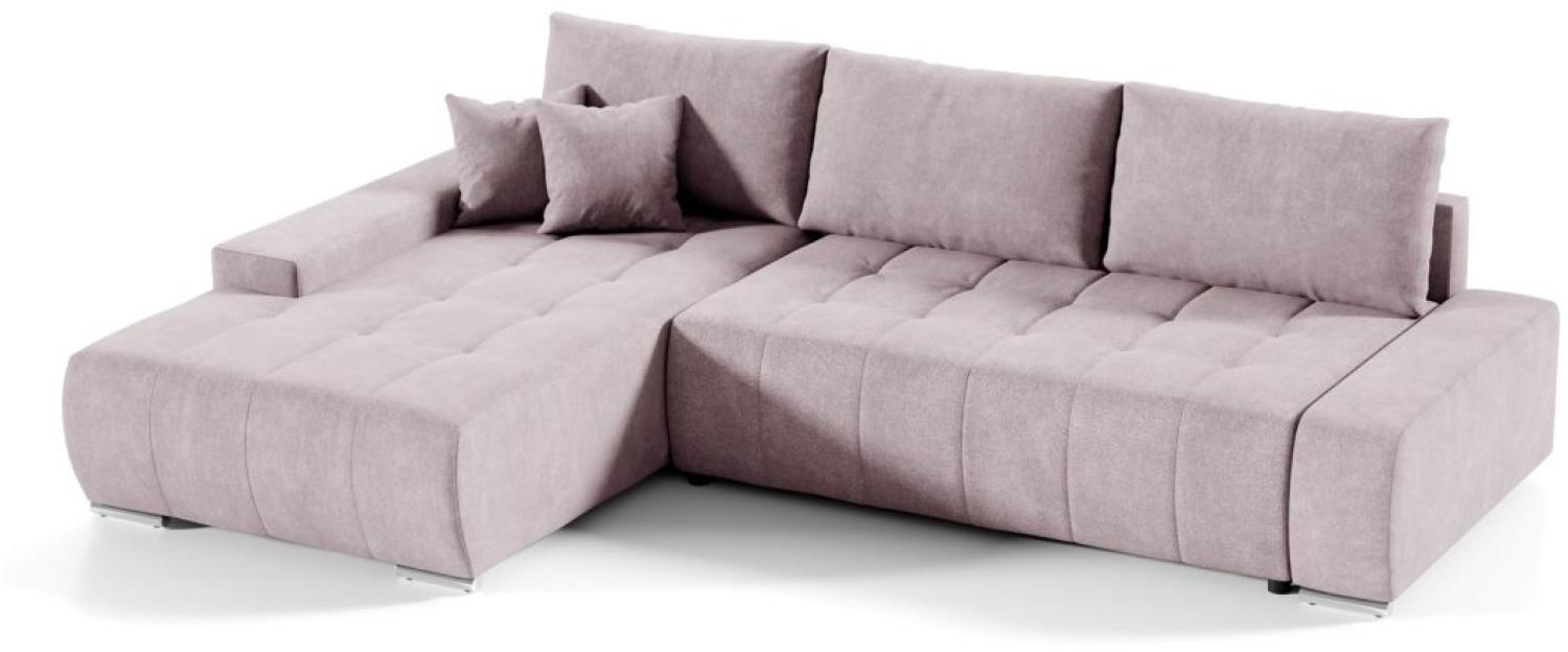 Ecksofa Sofa mit Schlaffunktion VOGAR Stoff Aston Blush Ottomane Links Bild 1