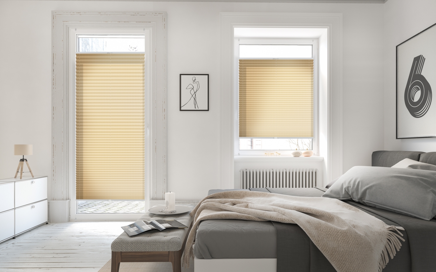 Lichtblick Sonnenschutzsysteme GmbH Thermo-Plissee Ljungby 55 cm x 130 cm (BxL) Beige Tageslicht mit Hitzeschutz; einfache Installation mit Klemmträgern; verspannt Bild 1