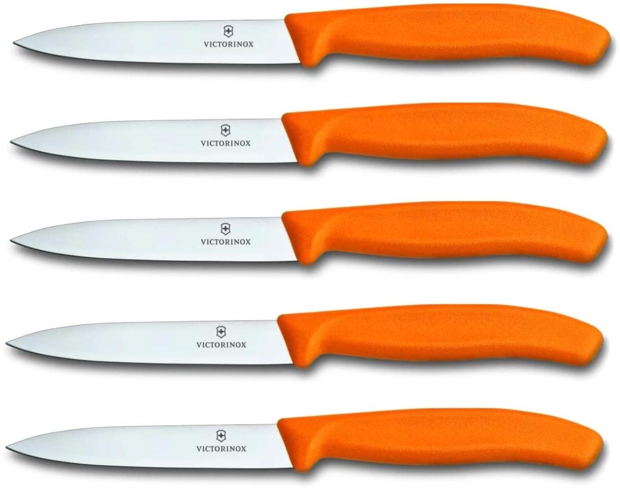 Victorinox | Swissclassic Gemüsemesser Set | 5-teilig | ergonomischer Griff | scharfe Klinge | farblich Orange | ideal zum Schneiden von Gemüse Bild 1