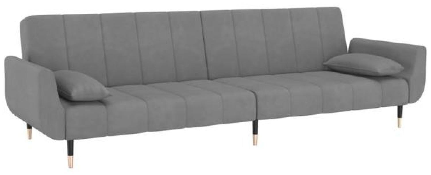 Schlafsofa 2-Sitzer mit 2 Kissen Hellgrau Samt [337582] Bild 1