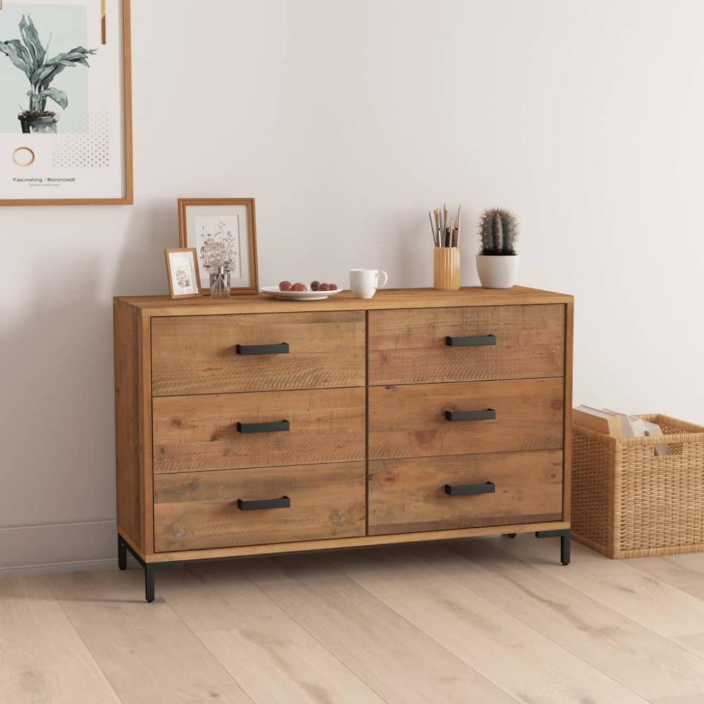 vidaXL Sideboard Braun 110 x 35 x 70 cm Massivholz Kiefer Recycelt [349921] Bild 1