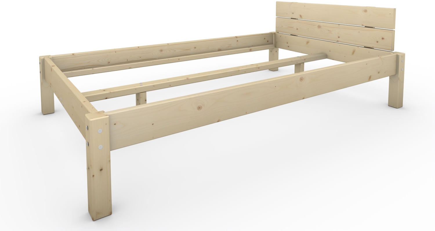 Pfostenbett Massivholzbett (Fichte) "Daybett" 120 x 200 cm 38 cm Holzbett 300kg Bild 1