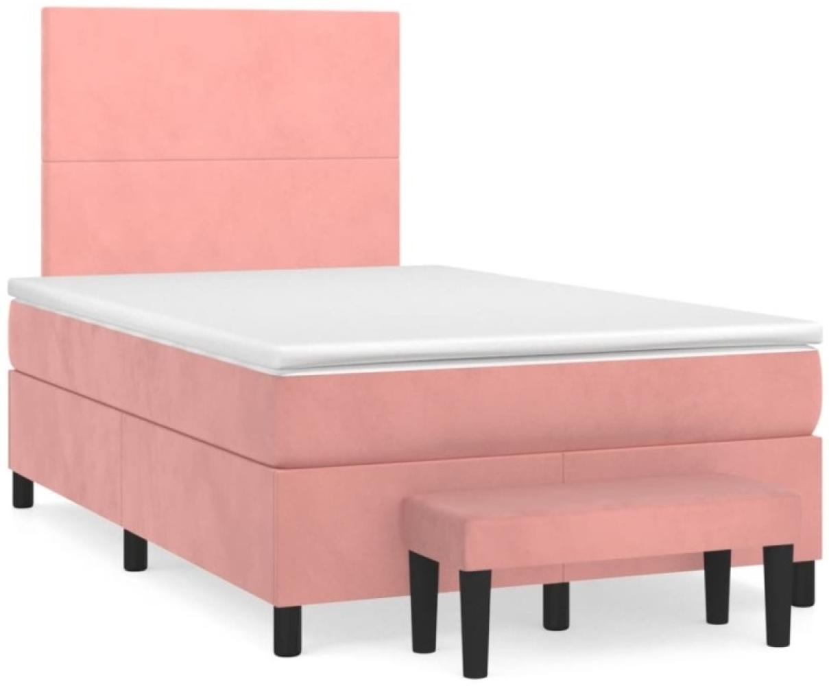 vidaXL Boxspringbett mit Matratze Rosa 120x190 cm Samt 3270462 Bild 1