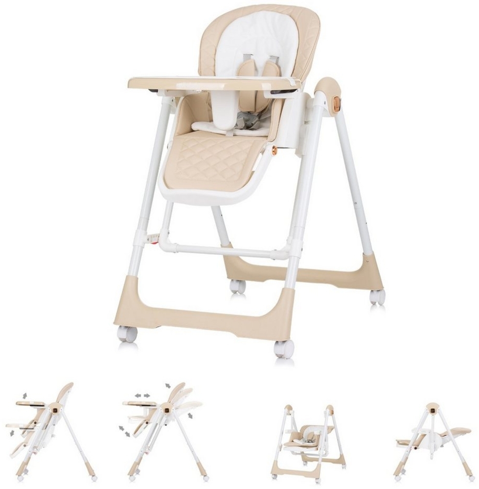 Chipolino Kinderhochstuhl 2 in 1 Milk Shake, verstellbar, Babyschaukel, Räder beige Bild 1