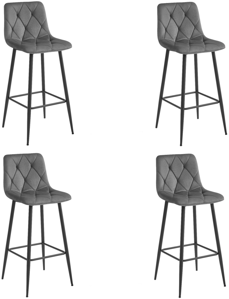 Valora KODA Hocker, dunkelgrauer Samt, schwarze Beine (4 Stück) Bild 1