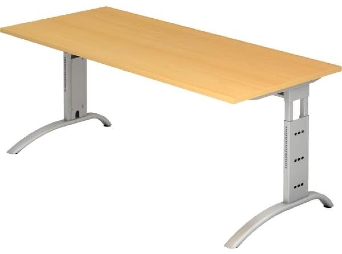 Schreibtisch FS19 C-Fuß 180x80 cm Buche Gestellfarbe: Silber Bild 1