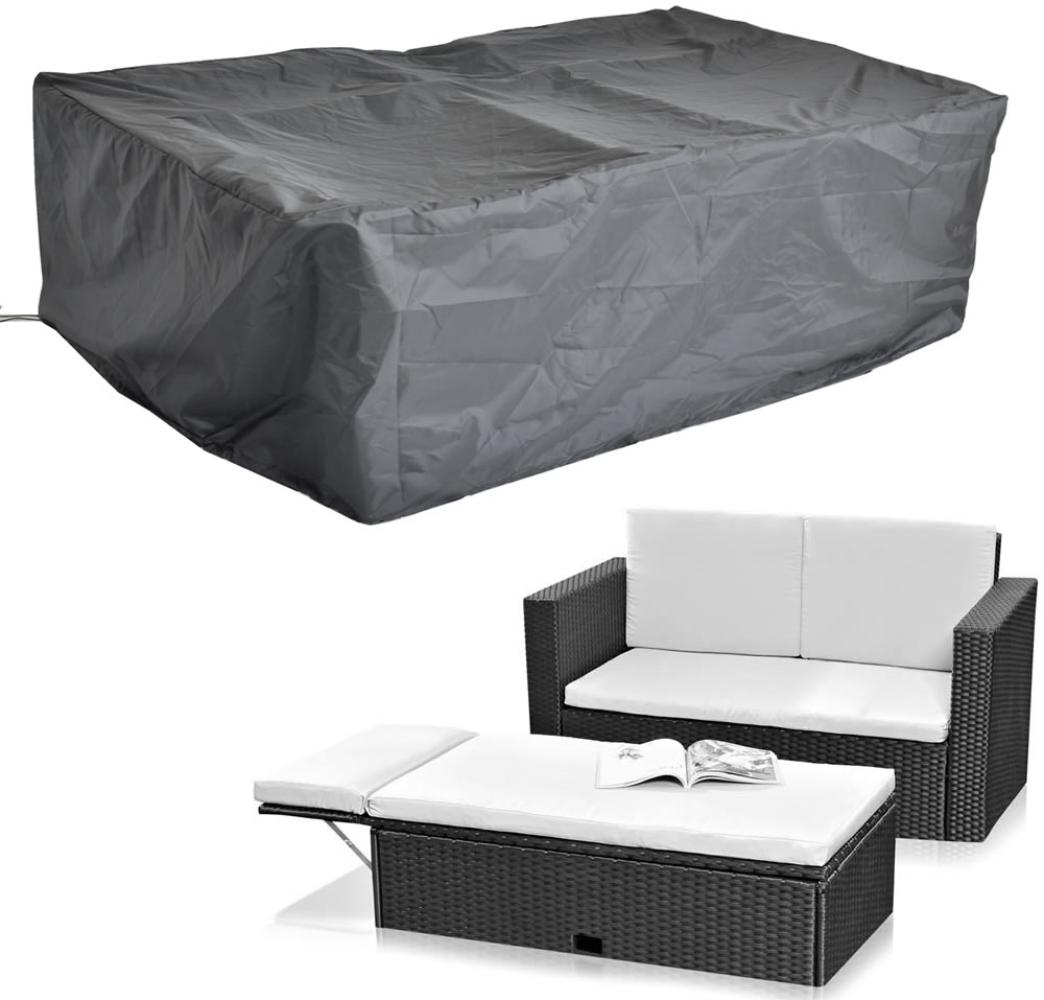 Schutzhülle 125x123x74 Schwarz Gartenmöbel Rattan Abdeckung Plane Haube Wetter Bild 1