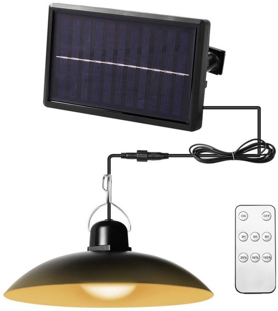 Rosnek LED Außen-Deckenleuchte Solar, Vintage, wasserdicht, dimmbar, für Garten Hof Schuppen, SMD5050 LED-Perlen, Warmweiß, Weiß, Fernbedienung, Zeitschaltuhr, Garage Camp Deko Bild 1