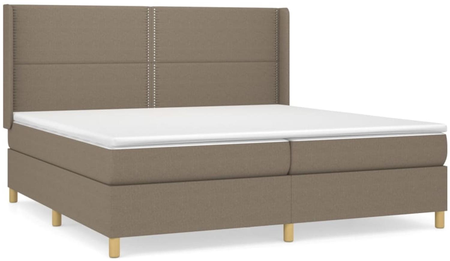 vidaXL Boxspringbett mit Matratze Stoff Taupe 200x200 cm, Härtegrad: H2 [3131941] Bild 1