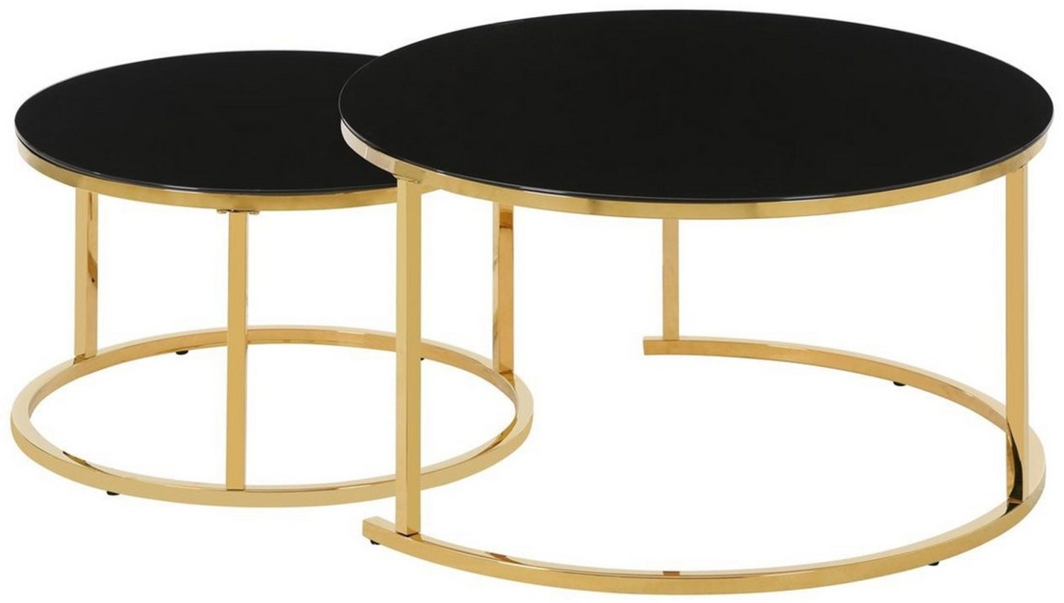 HOOZ Couchtisch Couchitsch 2er Set Rund Gold schwarz (Wohnzimmertisch, 2 Tische), Höhe 45 cm Bild 1