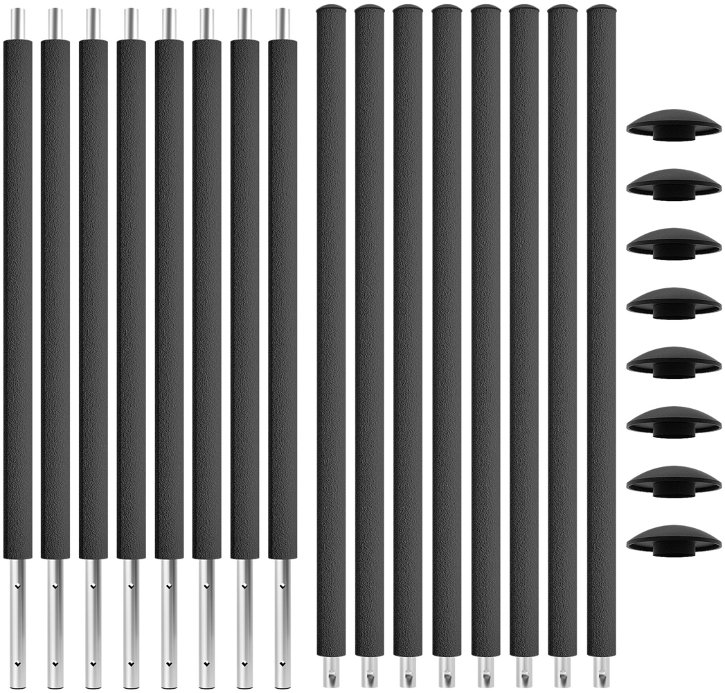 KINETIC SPORTS Trampolin Netzstangen Komplett-Set – Ersatzteil für Gartentrampolin, Ersatz Stangen Netzpfosten inkl. Schaumstoff und Abdeckkappen, 8 Stück, 205 cm Höhe, Ø 25 mm Bild 1