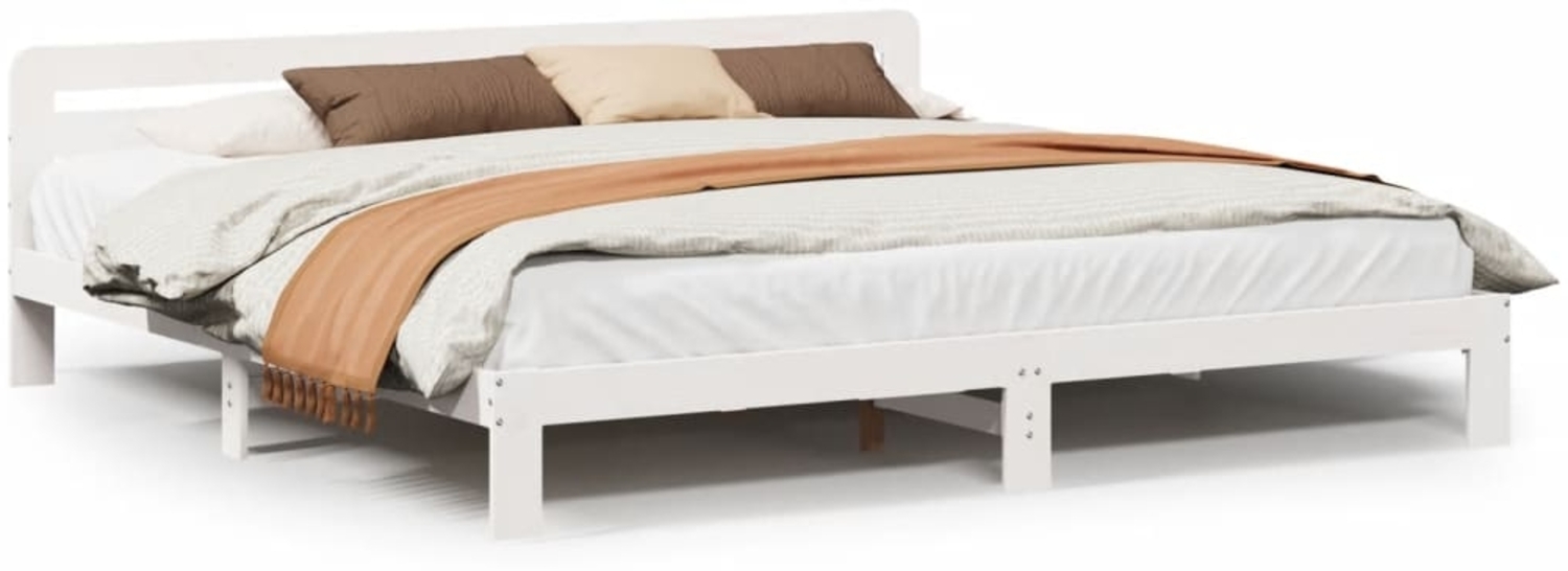 vidaXL Massivholzbett ohne Matratze Weiß 200x200 cm Kiefernholz 855562 Bild 1