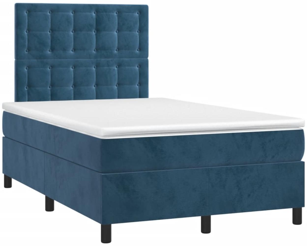 vidaXL Boxspringbett mit Matratze Dunkelblau 120x190 cm Samt 3270023 Bild 1