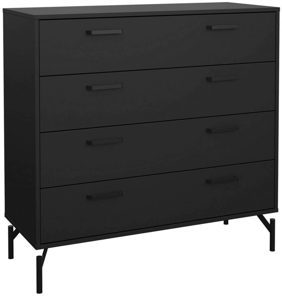 Dmora Kommode Puglia, Mehrzweckkommode, Schlafzimmerkommode, Schrank mit Schubladen, 99x40 h96 cm, Schwarz Bild 1