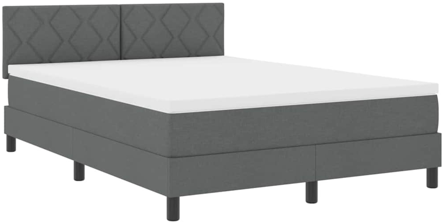 vidaXL Boxspringbett mit Matratze Dunkelgrau 140 x 200 cm Stoff 3342290 Bild 1