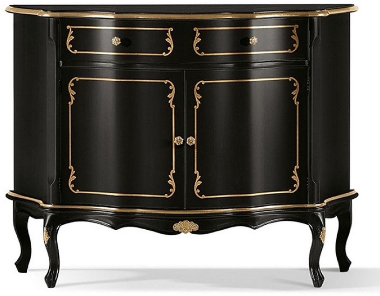 Casa Padrino Luxus Barock Sideboard Schwarz / Gold - Prunkvoller Massivholz Schrank mit 2 Türen und Schublade - Barock Wohnzimmer & Hotel Möbel - Luxus Qualität - Made in Italy Bild 1