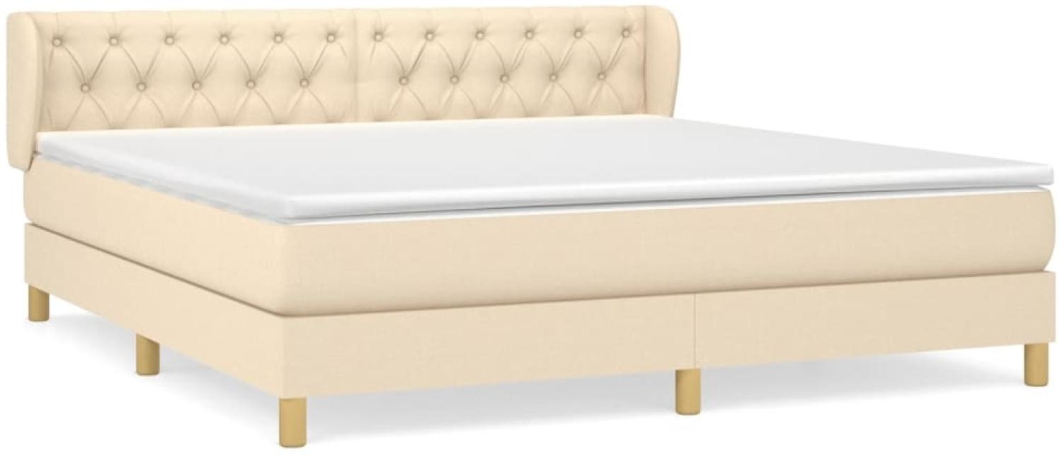 Doppelbett, Polsterbett mit Matratze Stoff Creme 160x200 cm Bild 1