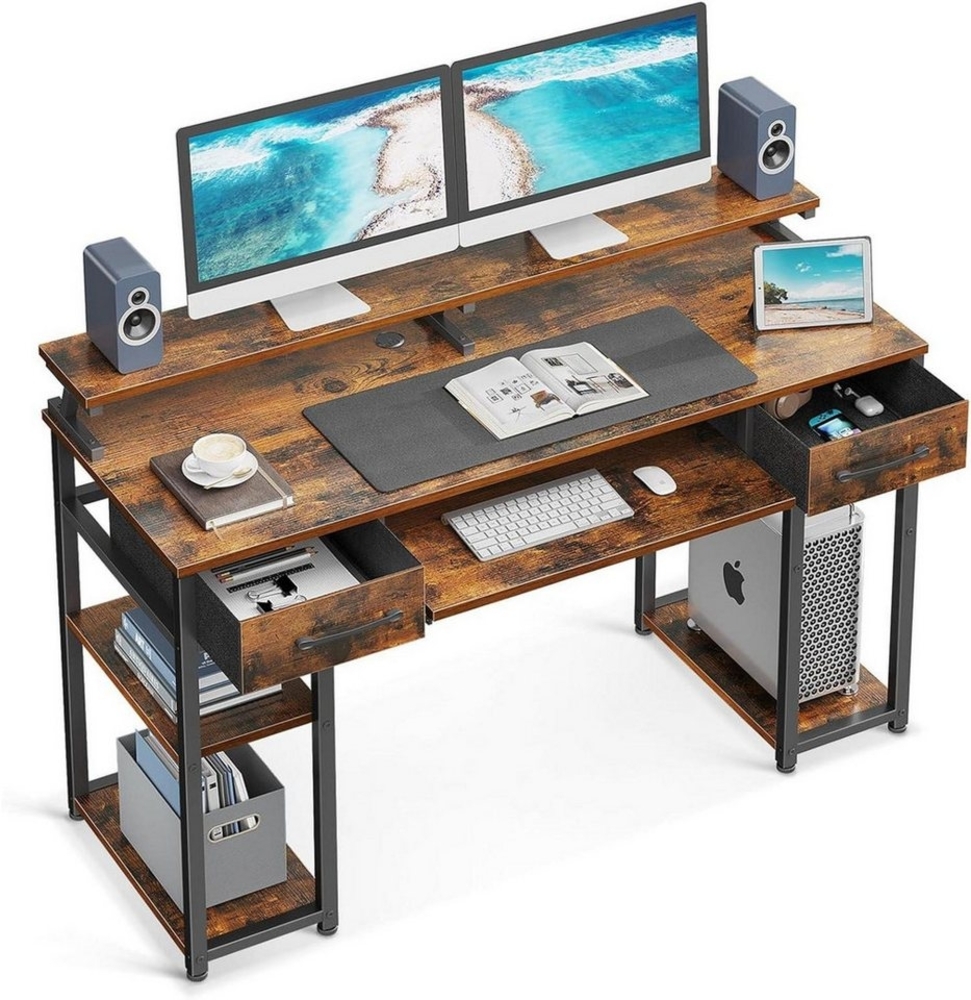LuxusKollektion Schreibtisch Schreibtisch 120 x 48 x 90 cm Holz mit Schubladen Regal Tastaturablage Bild 1