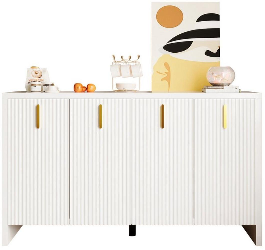 Refined Living Sideboard Modernes, minimalistisches Sideboard Wohnzimmerschrank (1 St, 140*80*38cm, 1 St, Die ideale Kombination aus flexibler Lagerung und elegantem Design), mit goldenen Griffen und verstellbaren Trennwänden Bild 1