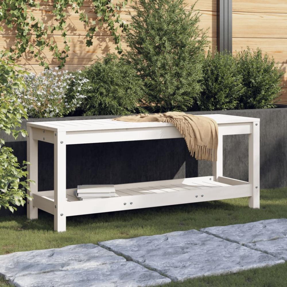 vidaXL Gartenbank Weiß 108x35x45 cm Massivholz Kiefer 832383 Bild 1