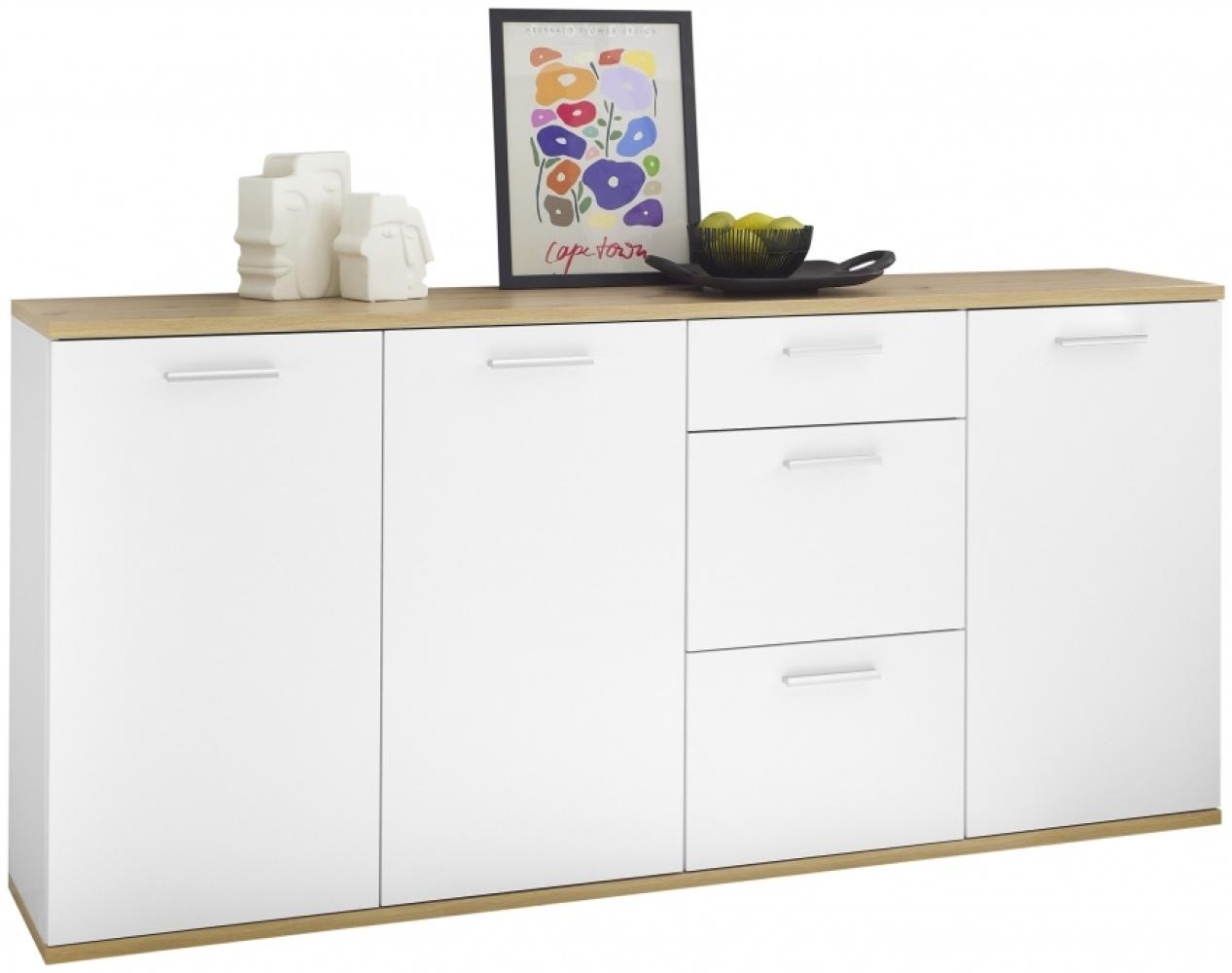 Kommode BC Sideboard mit 3 Schubladen Weiß / Artisan Eiche Nb. ca. 180 x 86 x 38 cm Bild 1