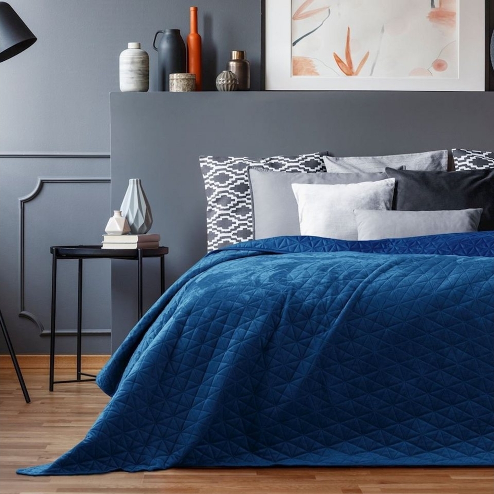 Restilo Tagesdecke Tagesdecke Bettüberwurf Allzweckdecke Wohndecke Samt Optik, Bettüberwurf mit Steppung Bild 1