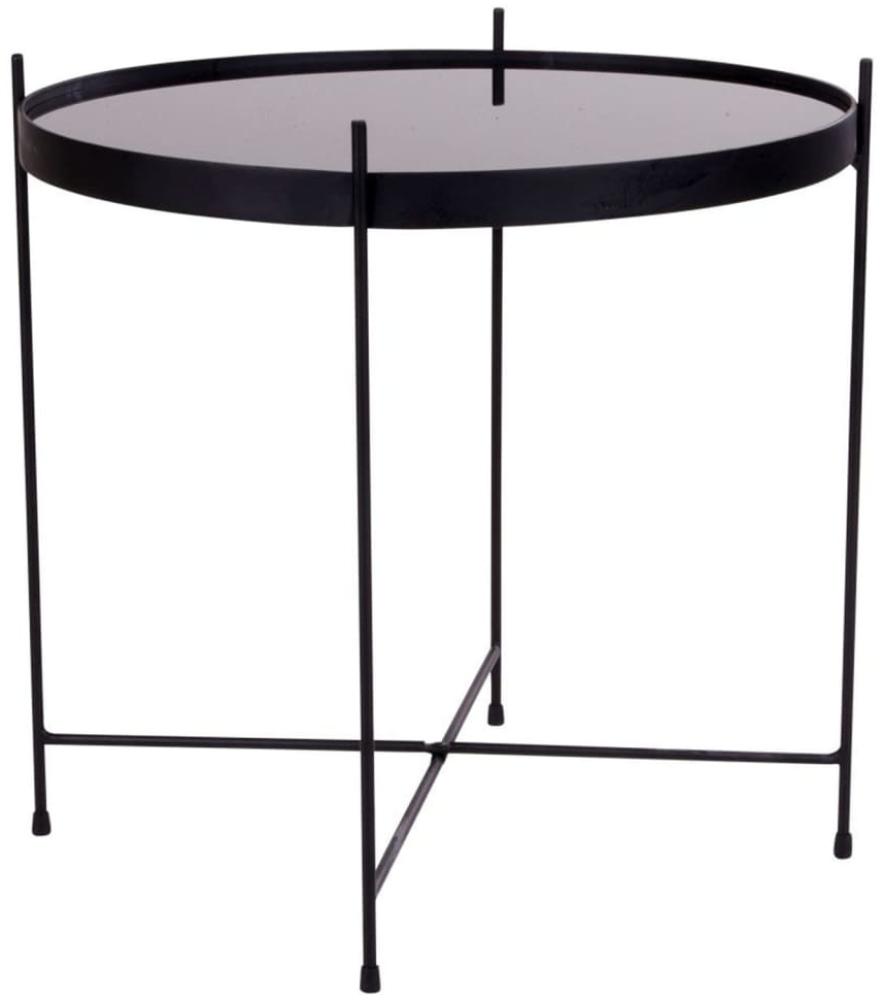 Eleganter Couchtisch VENEDIG schwarz - Stahl mit Glas ca. ø48xH48cm Bild 1