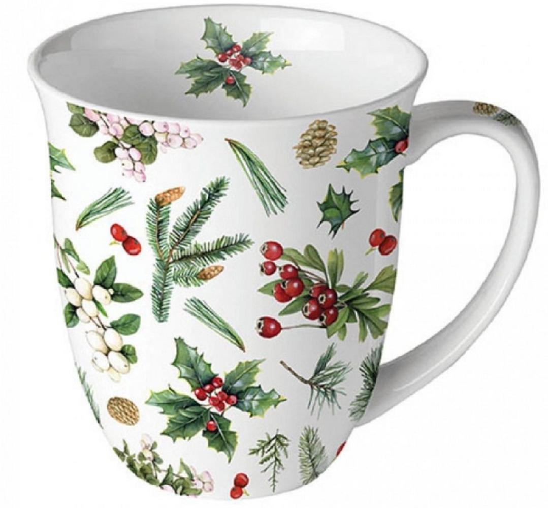 Ambiente Luxury Paper Products Becher Weihnachtsbecher- Silvester - Herbst / Winter Tee - Kaffee Tasse, Porzellan Evergreen, Kollektion Mug Weihnachten Geschenkartikel Bild 1