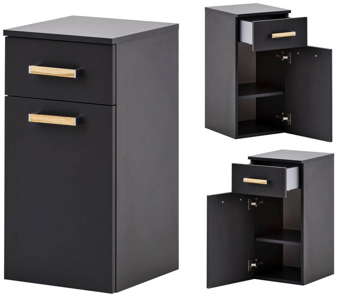 Badschrank, Unterschrank DABO-04 in anthrazit mit Landhaus-Eiche B/H/T: 32,7/67/35,3 cm Bild 1