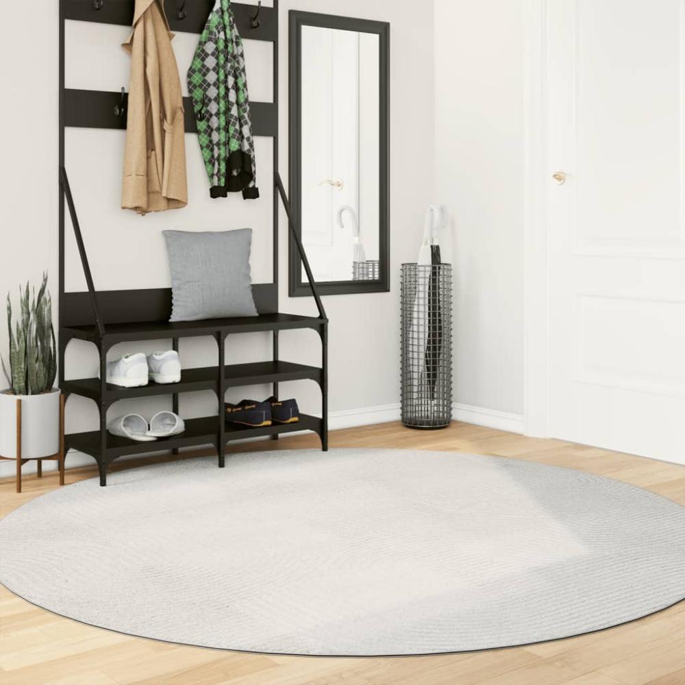 vidaXL Teppich IZA Kurzflor Skandinavischer Look Creme Ø 200 cm 375449 Bild 1