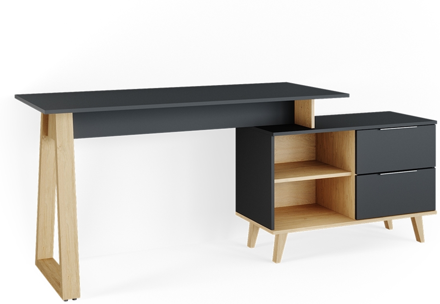 Vicco Schreibtisch Anthrazit 138 x 60 cm mit Schubladen, XL, Nautica Bild 1