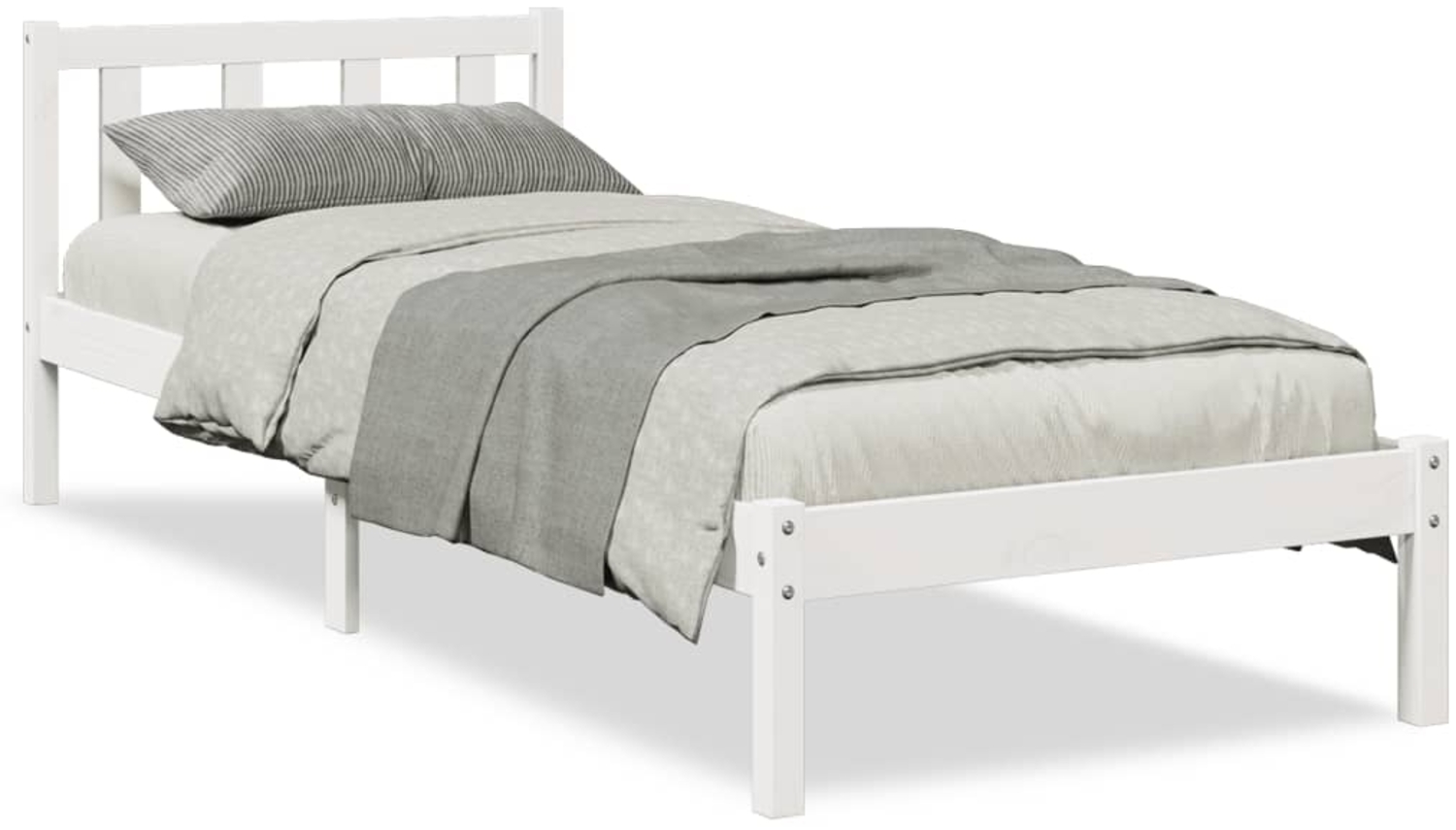 vidaXL Massivholzbett Extra Lang ohne Matratze Weiß 90x210 Kiefernholz 852431 Bild 1