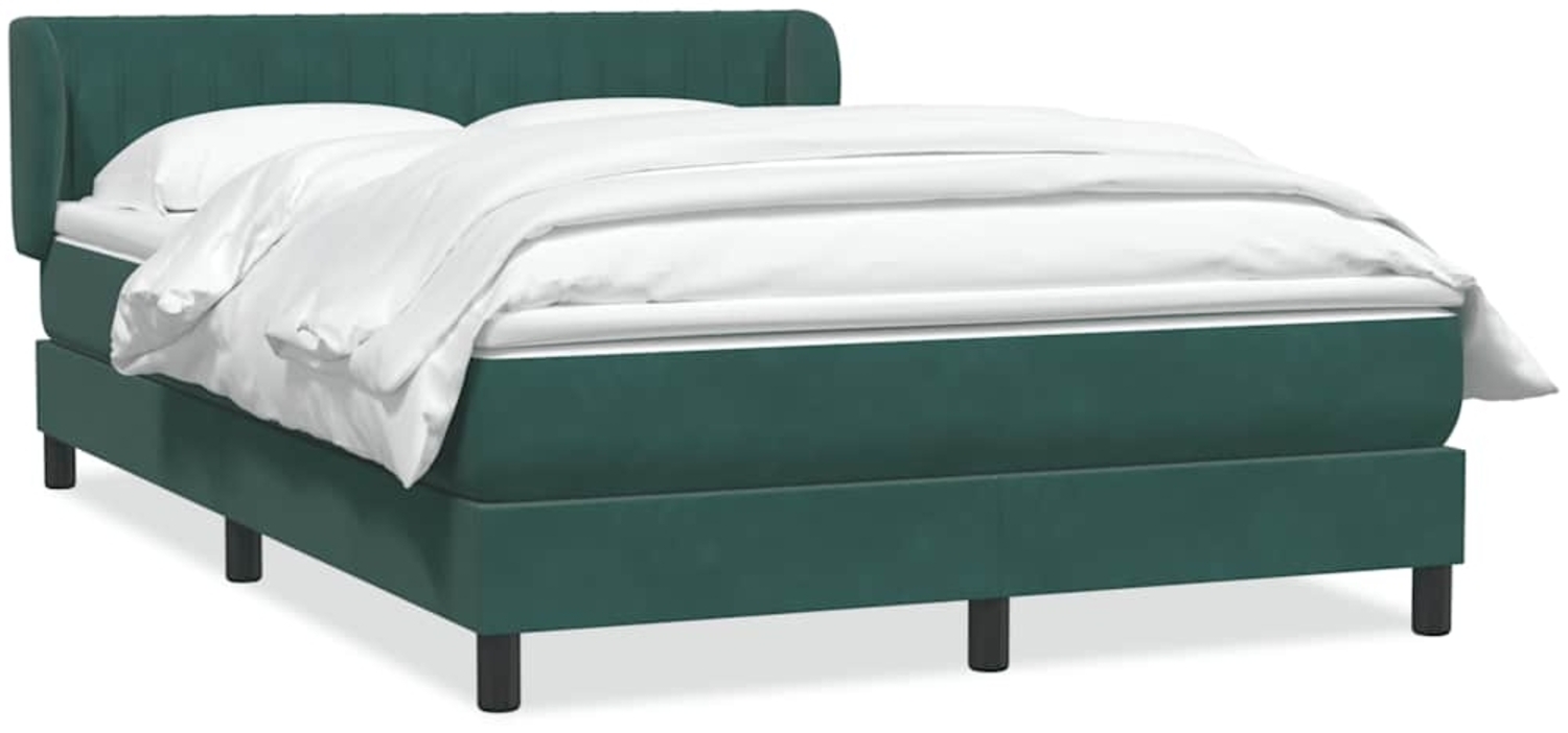 vidaXL Boxspringbett mit Matratze Dunkelgrün 140x210 cm Samt 3317694 Bild 1