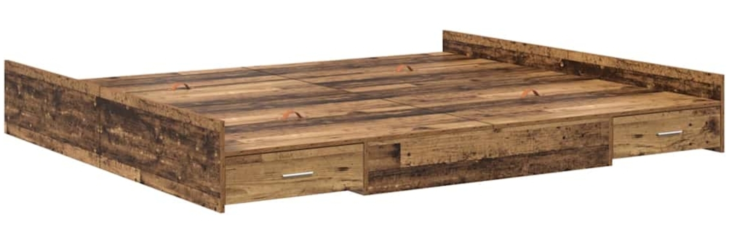 vidaXL Aufbewahrungsbettgestell Altholz 200 x 200 cm Holzwerkstoff 3335267 Bild 1