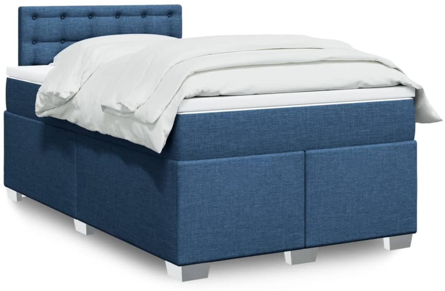 vidaXL Boxspringbett mit Matratze Blau 120x200 cm Stoff 3288175 Bild 1