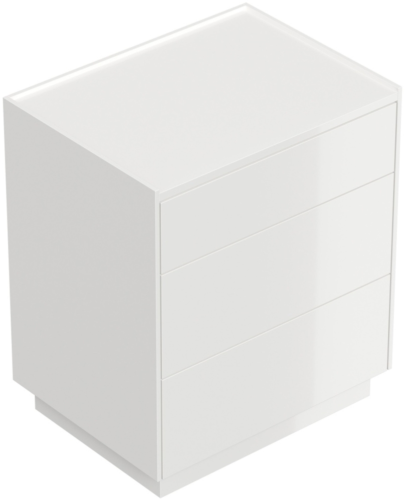 Design Nachttisch Kommode Lux L 60cm, 3 Pushauszüge lackiert Weiß Hgl : Weiss hochglanz Bild 1