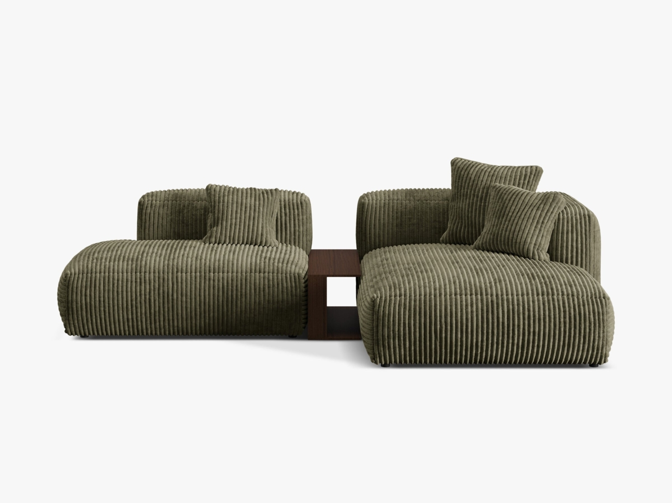 Micadoni Ecksofa Martina 2-Sitzer mit Couchtisch Kord Moßgrün Rechts Bild 1