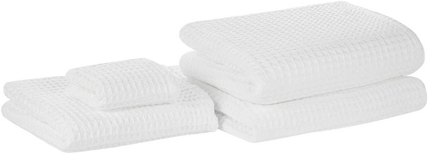 Badehandtuch 4er Set Weiß Baumwolle 30x50 cm 50x100 cm 70x140 cm 100x150 cm Bild 1